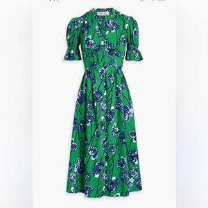 Diane Von Furstenberg Vibrant Green and Blue Floral Dress Size 4